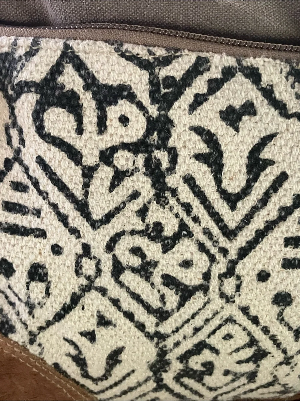 Myra Bag Patchwork Canvas Shoulder Bag with Black and White Pattern